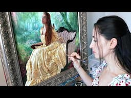The most intricate fabric I've ever painted | Oil Painting Time Lapse