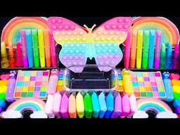 [ASMR] Rainbow Slime mixing Eyeshadow,Glitter & Random things into slime #Satisfying #slimeasmr