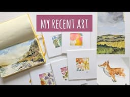 My Recent Art: A Splodge & Scribble, Mixed-Media Painting, Watercolour & Mini Abstract Cards