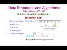 Selection Sort-3-4-Data Structures and Algorithms-Unit-3-Searching and Sorting-4CS1006