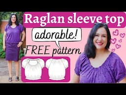ADORABLE FREE raglan sleeve top PATTERN! Madhu (Seamwork) #sewfrugal25