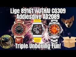 Lige 89161 / UTHAI CQ309 / Addiesdive AD2089 Quartz Watch Triple Unboxing Fun