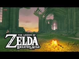 ASMR Zelda BOTW Temple of Time ambience relaxing music fire, rain, wind bird sounds