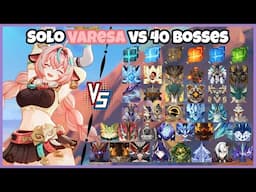 Solo C0R1 Varesa vs 40 Bosses (WL 9) Without Food Buff | Genshin Impact