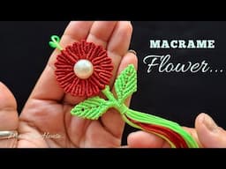 Macrame flower with leaves pattern | Macrame flower 🌼 keychain | Macrame tutorial step by step