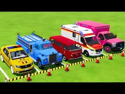 TRANSPORTING POLICE CARS, FIRE DEPARTMENT, AMBULANCE VEHICLES WITH TRUCKS ! Farming Simulator 22