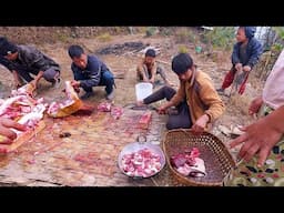 local PORK sharing by villagers || life in rural Nepal || @Ritarojan