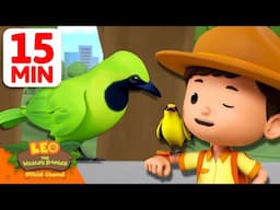 WE SPOTTED A GIANT GREEN BIRD! 🍃🐦 | 15 Min | Leo the Wildlife Ranger | #animals