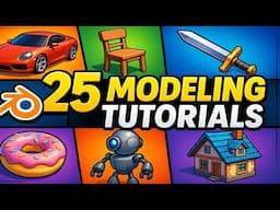 25 Modeling Tutorials in Blender for Beginner's | Blender 3D Modeling Tutorial Beginner