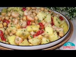 ENSALADA DE PAPAS, GARBANZOS Y GAMBAS. Deliciosa y sorprendente ensalada con pocos ingredientes