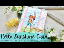 Hello Sunshine Card | Stamping Bella Stamps | Copic Coloring a Summertime Scene