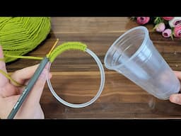 Wow!😱 I made 300 with PLASTIC CUPS in one day and I sold them all💰Very Easy Crochet Gift bag Idea