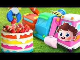 Baking with Construction Vehicles  🚧🚜 | Excavator, Loader | Nursery Rhyme & Kids Songs | BabyBus