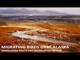LOOSE WATERCOLOR PAINTING AERIAL LANDSCAPE using Granulating Paints and Granulation Medium NINA VOLK