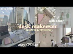 AESTHETIC OFFICE MAKEOVER + tour! 🎀💫 organizing and cleaning *satisfying*