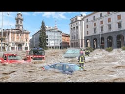 6 minutes ago in Italy! Severe floods suddenly hit the most beautiful place in Varese
