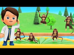 Five Little Monkeys Jumping On The Bed Song NEW! - Farm Animals for Kids Toddlers & Nursery Rhymes