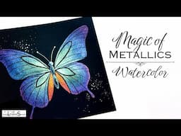 I’ve NEVER Done This Before!! 😱 First Time Painting Metallic Watercolor Butterfly on Black Paper!