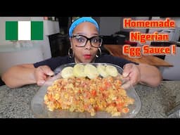 Nigerian American Trying Homemade Nigerian Egg Sauce for First Time! Cooking + Mukbang Review