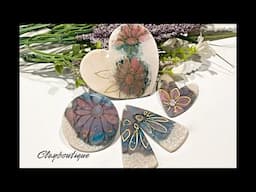 Polymer Clay ‘Summer in Bloom’ Pendants and heart ornament.
