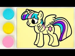 Sand painting Twilight Sparkle from My Little Pony in a colorful kids video compilation