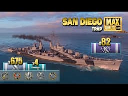 Cruiser "San Diego": 4200 base XP game on map Trap - World of Warships
