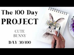 EASY EASTER BUNNY with watercolor Painting idea 30/100