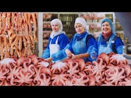 Satisfying Octopus Harvesting and Processing in Factory - Japanese Fishing Octopus Using Pots