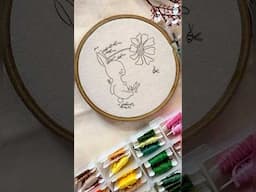 Cute bunny snd flowers embroidery 🪡 #embroidery #art #shorts