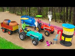 Diy tractor mini service station science project || Free car wash service for farm @sunfarming7533