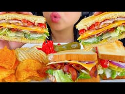 ASMR BLT SANDWICH WITH PICKLES, PEPPERS & CHIPS!