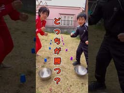 どっちが勝つ？！じゅたろうくんVSママ　コップチャレンジ
