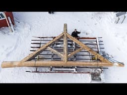 Building the 2nd Roof Truss in Severe Winter Weather - Building My Log Home Pt. 20
