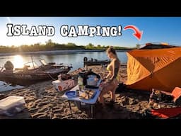 River Camping in the Middle of Nowhere on an ISLAND searching for Big Fish!!! (Camp & Cook!!)