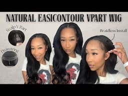 Upgraded! Super Natural Easi Contour V Part Wig. Braidless Install ft Unice Hair