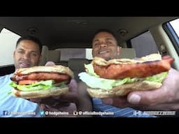 Eating Carl's Charbroiled Barbeque Chicken Sandwich @hodgetwins