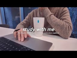 STUDY WITH ME 2 hours at the library in a rainy day, pomodoro method, keyboard asmr