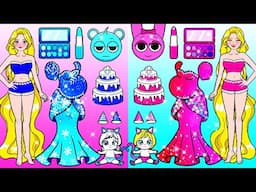 PINKI vs BLUE SKY Barbie Birthday Party - Barbie Mother & Daughter Handmade - DIY Arts & Paper Craft