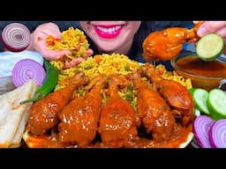 ASMR VEG BIRYANI, SPICY CHICKEN CURRY, PARATHA, RAITA, CHILI MUKBANG MASSIVE Eating Sounds