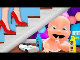 Baby Builds SECRET ROOM To HIDE From BABYSITTER!