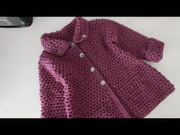 Crochet #97 How to crochet " Beaded " cardigan  / coat for girls / Part 2
