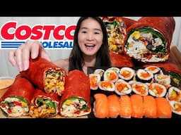 Costco's DELICIOUS Southwest Chicken Wraps! Salmon Nigiri & Avocado Sushi Rolls - Mukbang ASMR