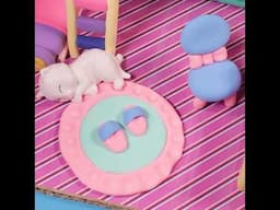 How to Use Air Dry Clay to make A little Rug for Miniature Cardboard Home #cardboardhouse
