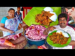 TASTY PORK GRAVY VILLAGE STYLE COOKING | பட்ட மிளகாய் பன்றிகறி வறுவல் | PORK CURRY Recipe - MEIPIX