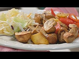 Dry Roasted Baby Bella Mushrooms with Cole Slaw
