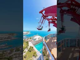 The view of Ocean Cay from high above in the Cliffhanger on MSC World America! 👀 #cruise #shorts
