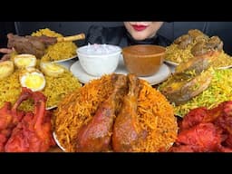 ASMR EATING CHICKEN BIRYANI,MUTTON BIRYANI,EGG BIRYANI,CHICKEN LOLLIPOP POP,RAITA,KALEJI BIRYANI