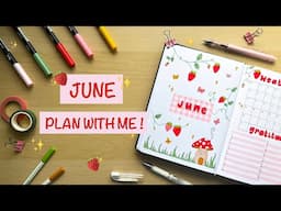 JUNE PLAN WITH ME 🍓 Whimsical, cottage core bullet journal set up 🧚🏻‍♀️🍄✨