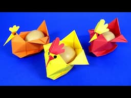 Подставка для пасхальных яиц из бумаги  Оригами петух