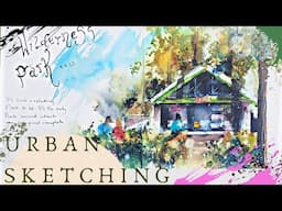 Urban Sketching Outdoors | Sketching My City #17 - Painting wet on wet
